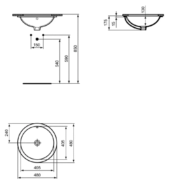 Раковина Ideal Standard Connect 48 см круглая E505401