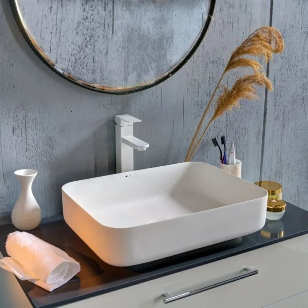 Раковина Montebianco Loreto Lungo 50 см белая матовая 12017