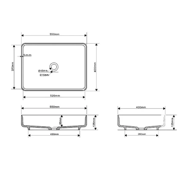 Раковина Abber Stein 55 см белая матовая AS2629