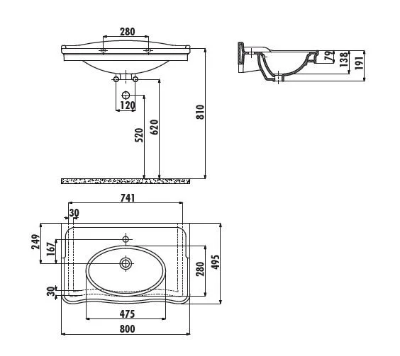Раковина Creavit Antik 80 см белая AN080-00CB00E-0000