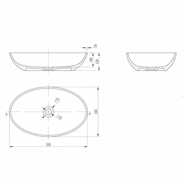 Раковина Abber Stein 55 см белая матовая AS2635