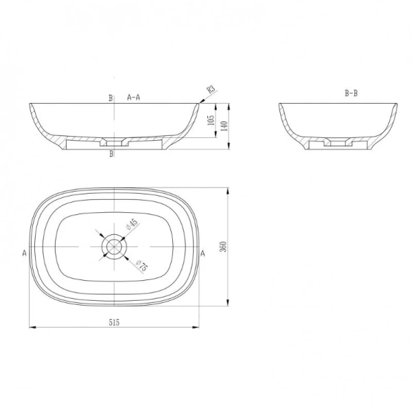Раковина Abber Stein 51.5 см белая матовая AS2637