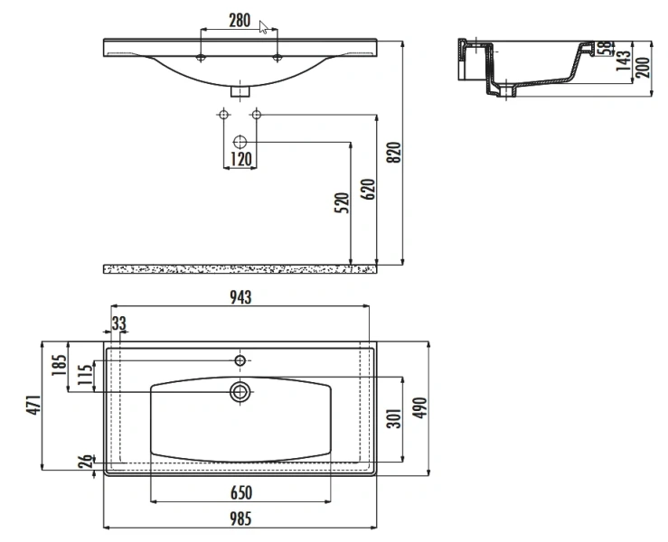 Раковина Creavit Sera 100 см белая TF200-00CB00E-0000