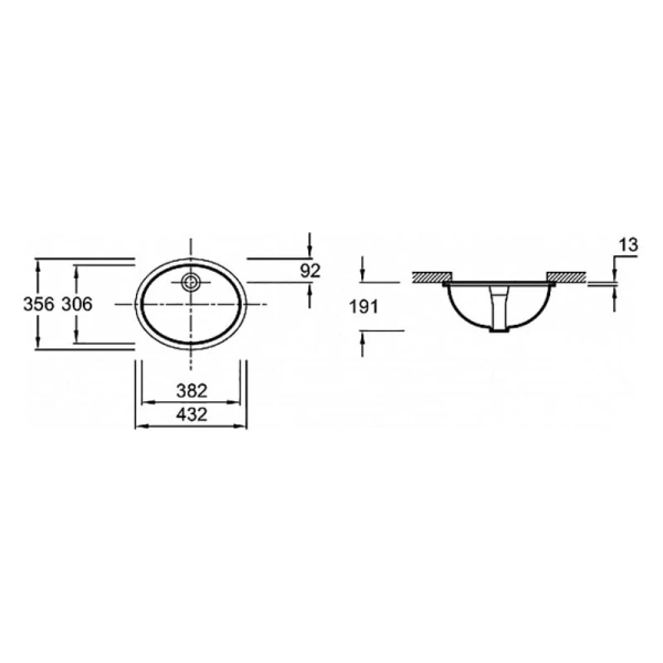 Раковина Jacob Delafon Caxton 43.2 см встраиваемая 2209-0