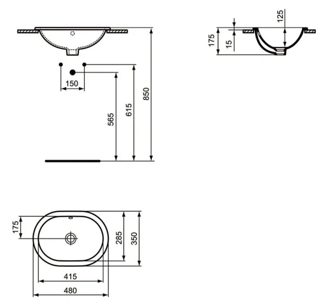 Раковина Ideal Standard Connect 48 см без отверстия под смеситель E504501