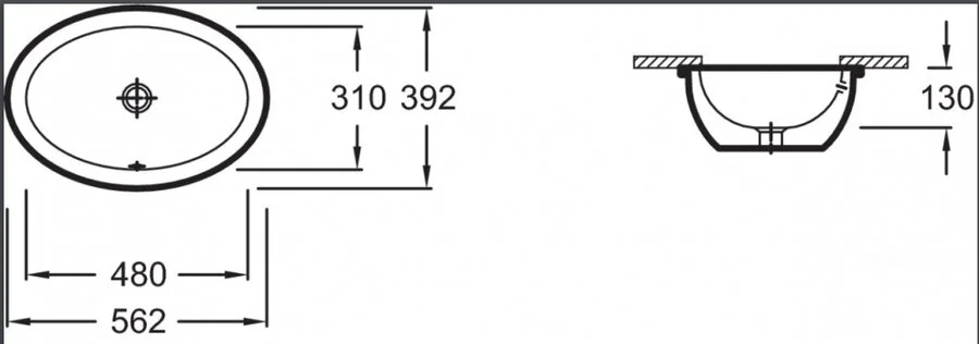 Раковина Jacob Delafon Vox 56 см встраиваемая EYG102-00