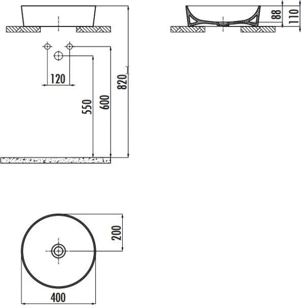 Раковина Creavit Ultra 40 см белая UL140-00CB00E-0000