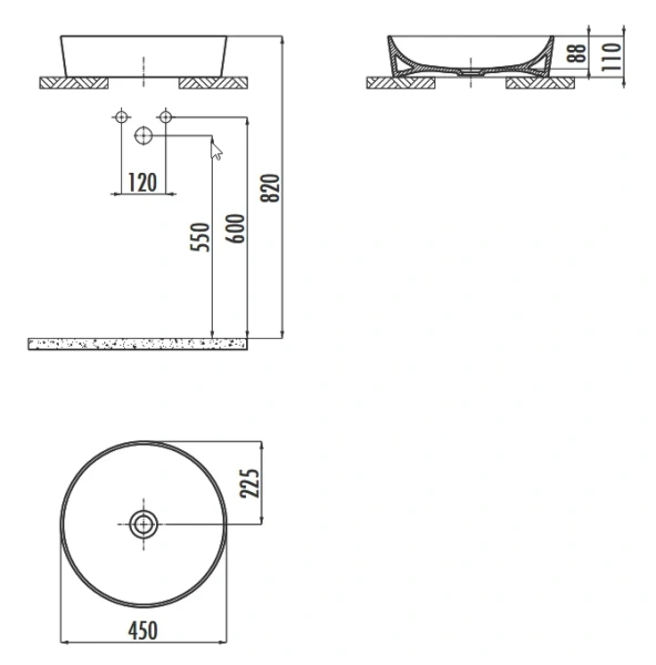 Раковина Creavit Ultra 45 см белая UL145-00CB00E-0000