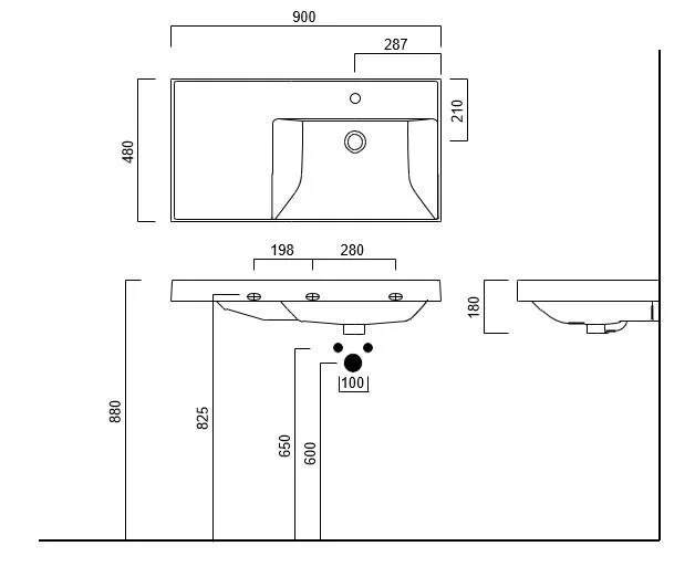 Раковина Kerama Marazzi Cubo CU.wb.90 см с крепежом