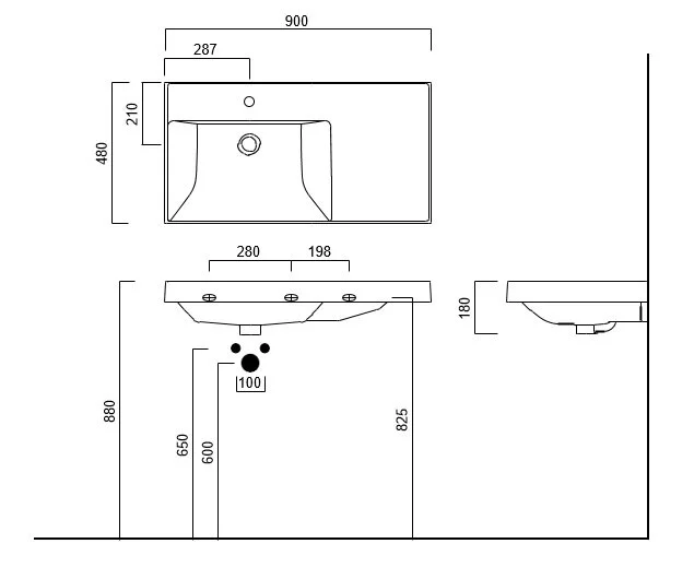 Раковина Kerama Marazzi Cubo CU.wb.90 см с крепежом