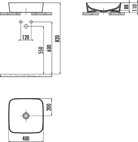 Раковина Creavit Ultra 40 см белая UL040-00CB00E-0000