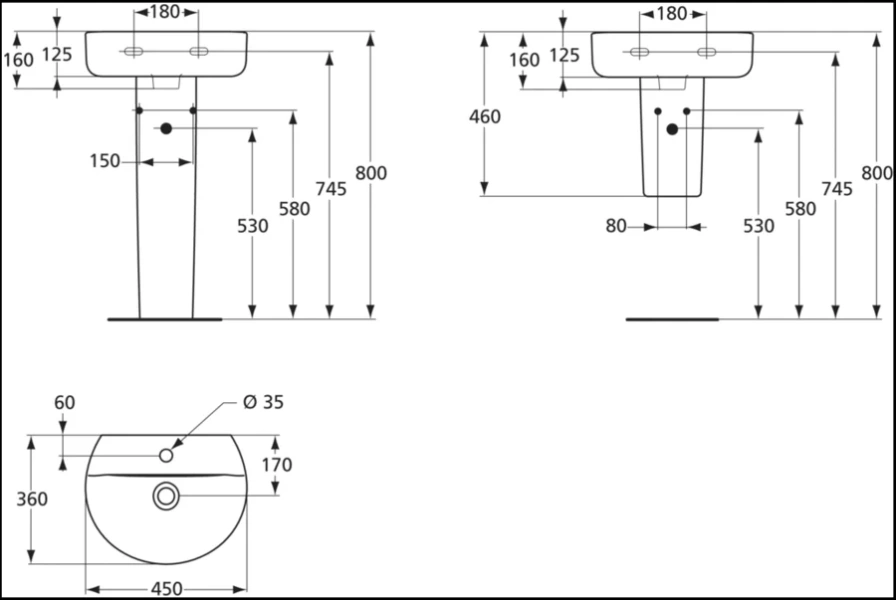 Раковина Ideal Standard Connect E8057 45 см керамическая