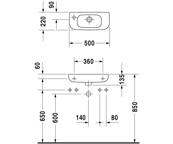 Раковина Duravit D-Code 50 см белая 07065000082
