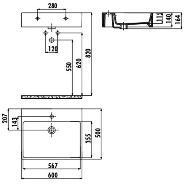 Раковина Creavit Next 60 см белая NX260-00CB00E-0000