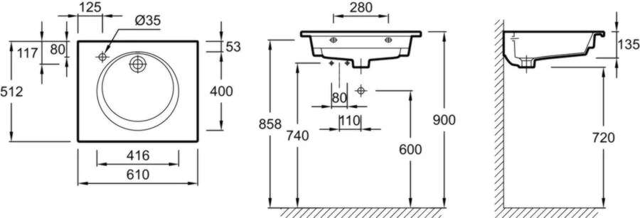 Раковина Jacob Delafon Odeon Rive Gauche 60 см подвесная EXBA112-00
