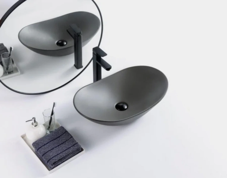 Раковина BelBagno 60 см накладная, серая матовая BB1404-H311