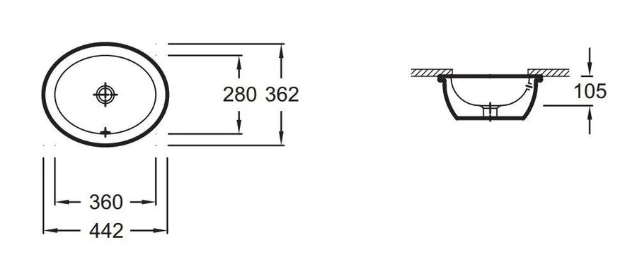 Раковина Jacob Delafon Vox 44 см встраиваемая EYI102-00