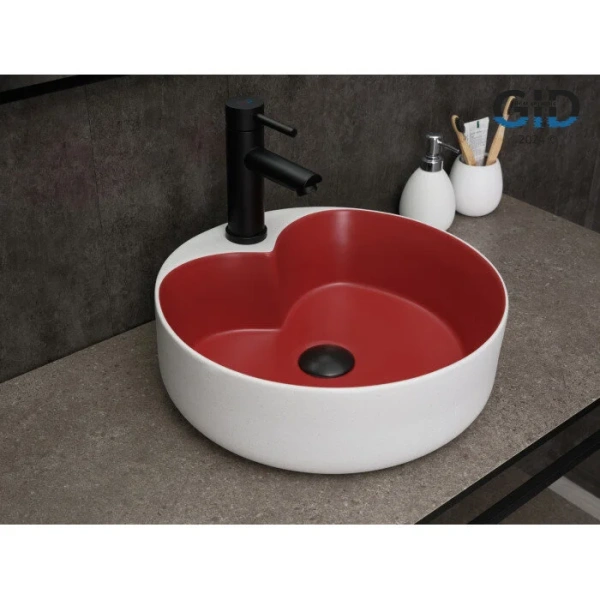 Раковина GID Esfera N9013LS 40 см красная/белый графит 52237