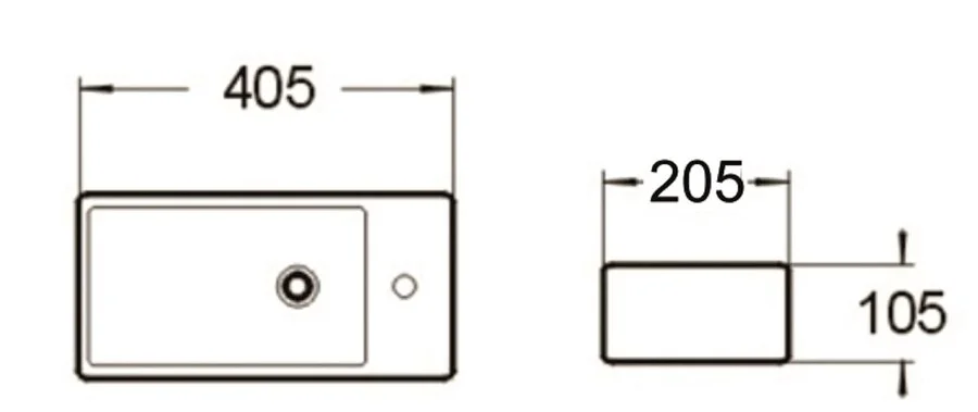 Раковина SantiLine 44 см правосторонняя черная SL-2009RMB