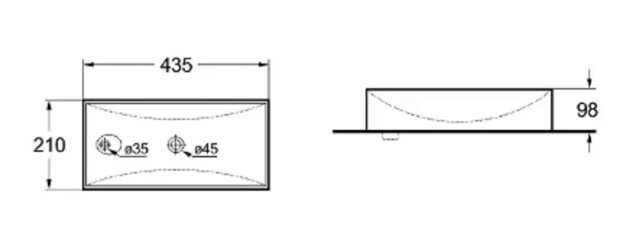 Раковина SantiLine 44 см левосторонняя серая SL-2009LMG