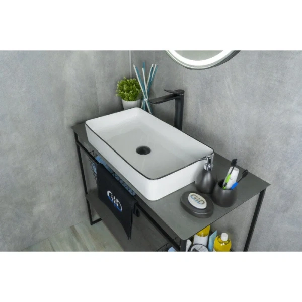 Раковина GID Geometrico Nc9399 60 см белая/черная 52225