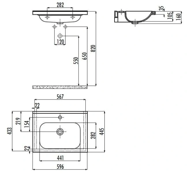 Раковина Creavit Ideal 60 см белая ID060-00CB00E-0000