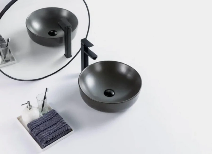 Раковина BelBagno 41 см серая матовая BB1315-H311