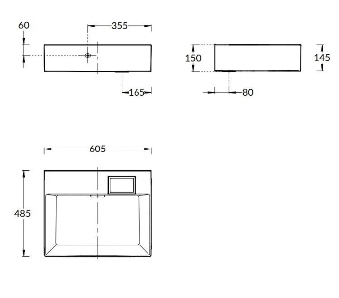Раковина Kerama Marazzi Logica 60 см без отверстий LO.wb.60.0
