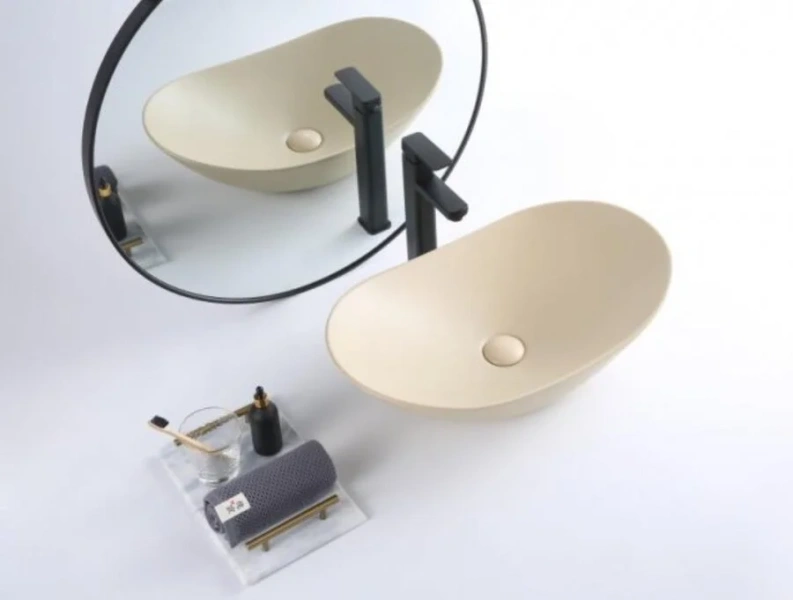 Раковина BelBagno 60 см накладная, бежевая матовая BB1404-H316