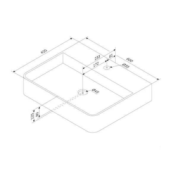 Раковина Am.Pm Func 60 см с 1 отверстием под смеситель M8FWCC10601WG