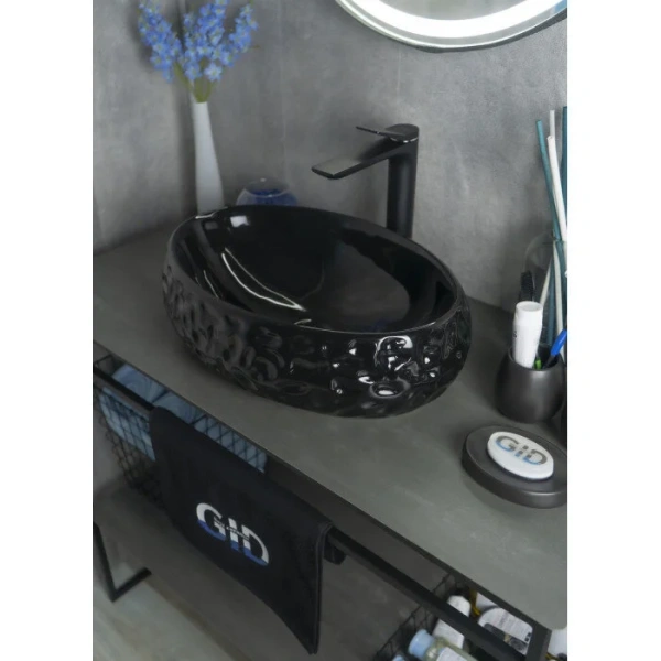 Раковина GID Lago 9030bf 48 см накладная черная 52232