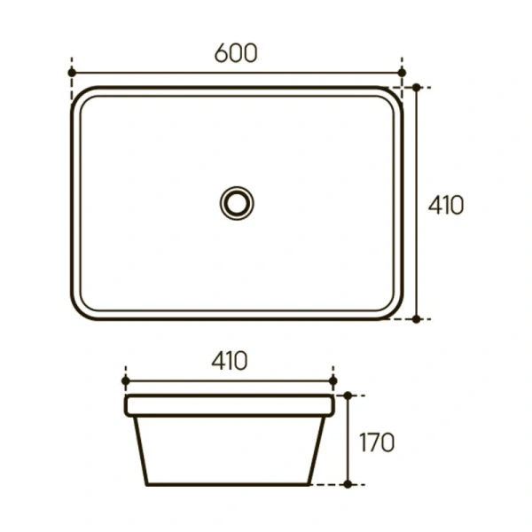 Раковина Aqueduto INSERTO 60 см прямоугольная INS0210