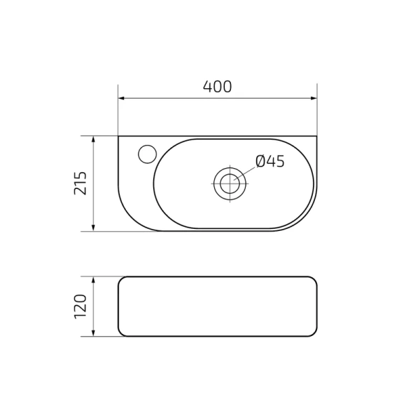 Раковина GID Suspendido Bm9274R 40 см правосторонняя черная 62204R