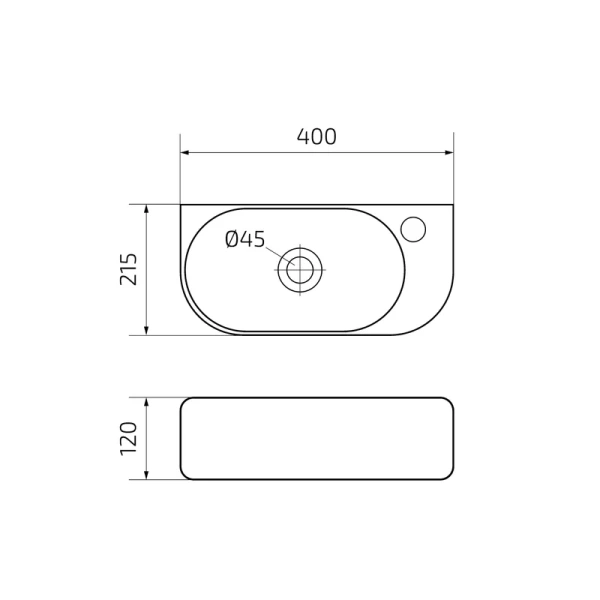 Раковина GID Suspendido Bm9274L 40 см левосторонняя черная 62204L