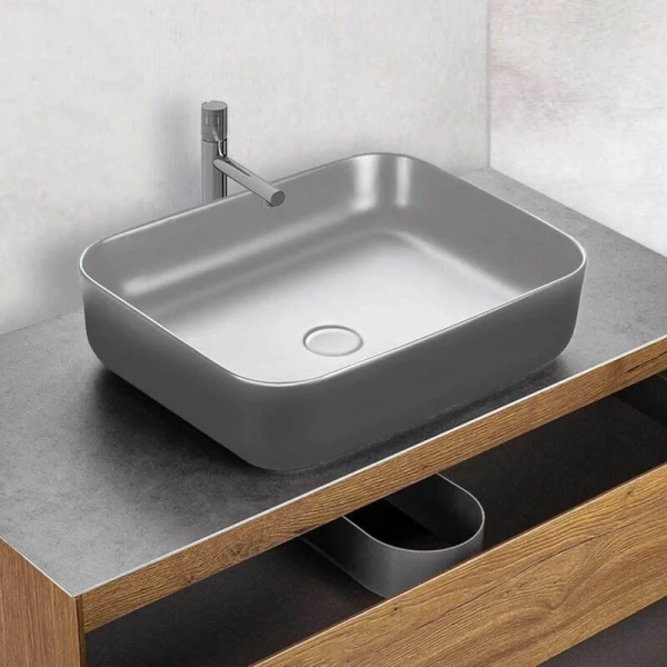 Раковина Vincea 50 см накладная, серая матовая VBS-105MG