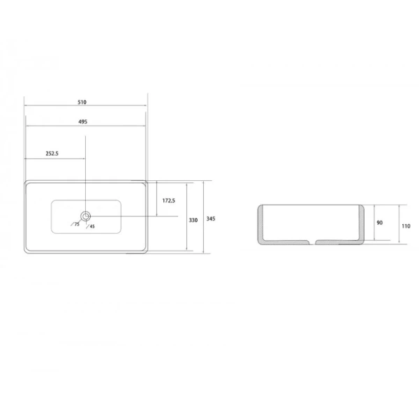 Раковина Abber Rechteck 50 см белая матовая AC2207MW