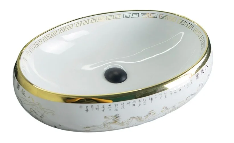 Раковина GID Lago Nc472 60 см белая/золото 52222