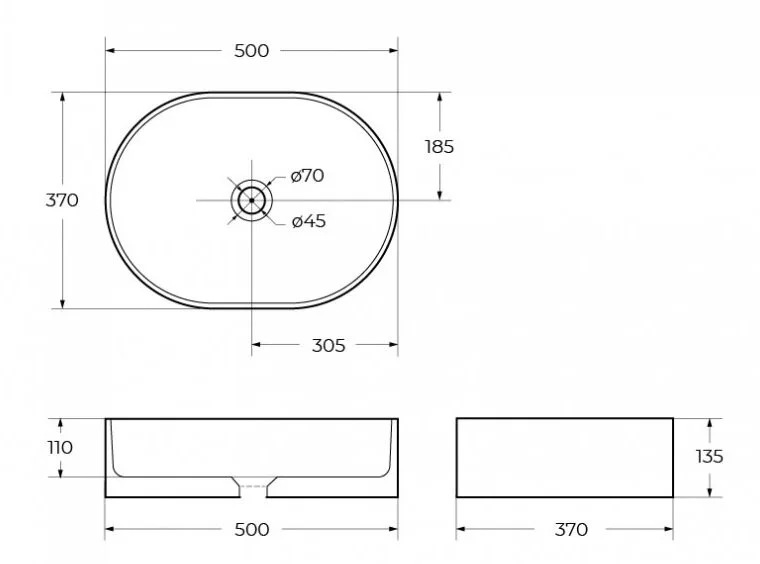 Раковина BelBagno 50 см накладная BB1483