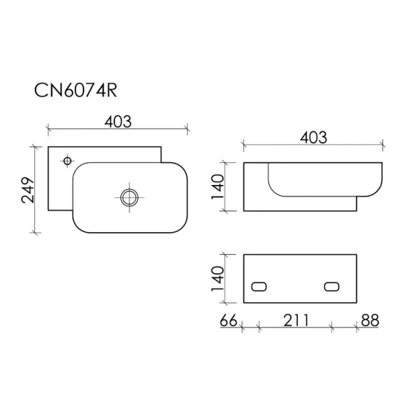 Раковина Ceramica Nova Element 40 см чаша слева белая CN6074L