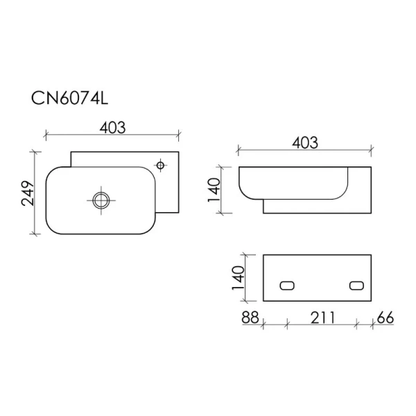 Раковина Ceramica Nova Element 40 см чаша справа белая CN6074R