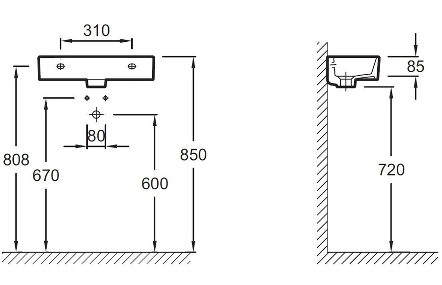 Раковина Jacob Delafon Odeon Rive Gauche EGO112 50 см подвесная