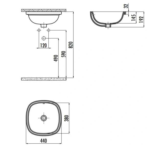 Раковина Creavit Solo 44 см белая SO037-00CB00E-0000