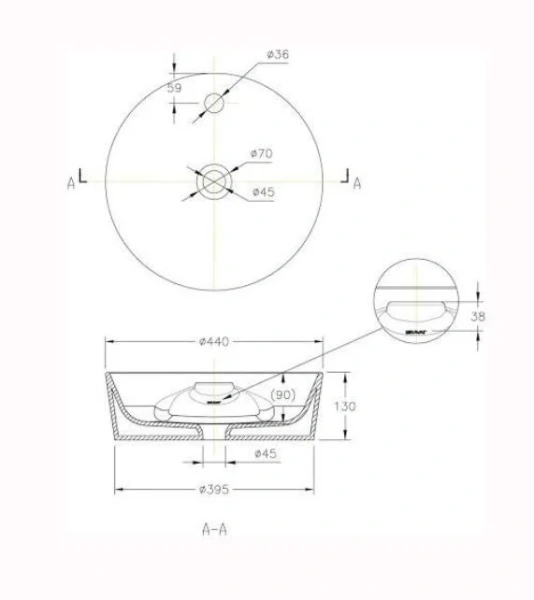 Раковина Bravat Affability C22239W-1-ENG 45 см