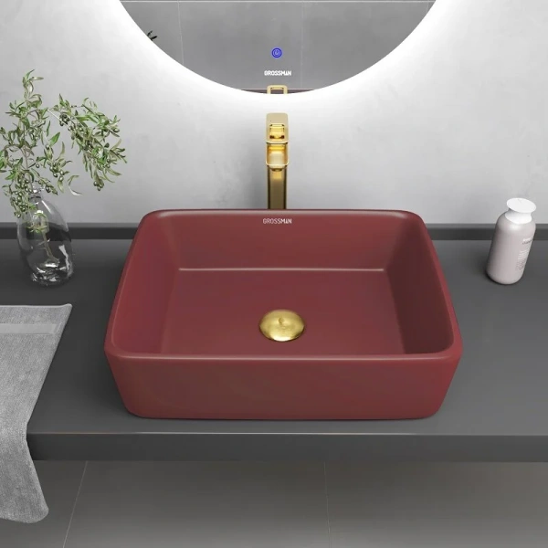 Раковина Grossman Color 48 см бордовая матовая GR-3016VIM