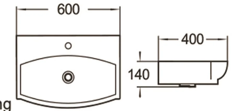 Раковина SantiLine 60 см прямоугольная SL-2025