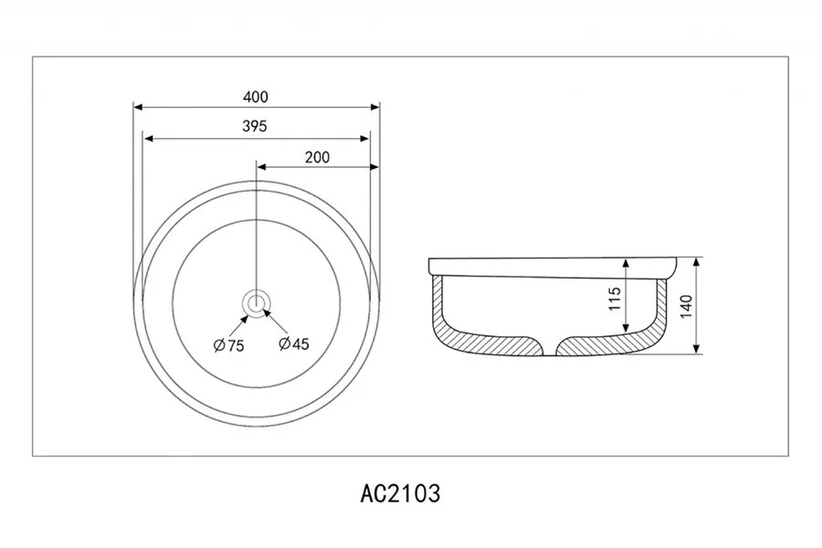Раковина Abber Bequem AC2103 40 см накладная