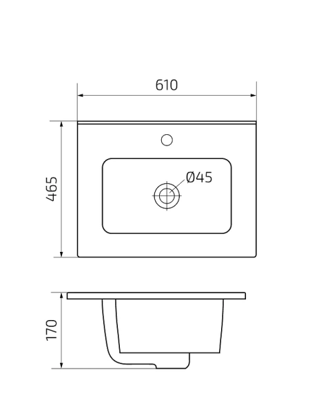 Раковина GID Integrado 9060s 61 см белая 71155