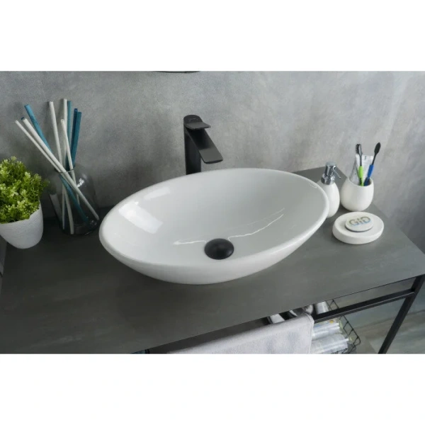 Раковина GID Lago N9021 52 см накладная белая 51109