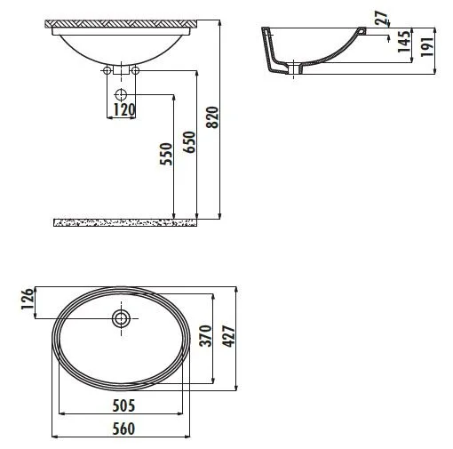 Раковина Creavit 56 см встраиваемая TP216-00CB00E-0000