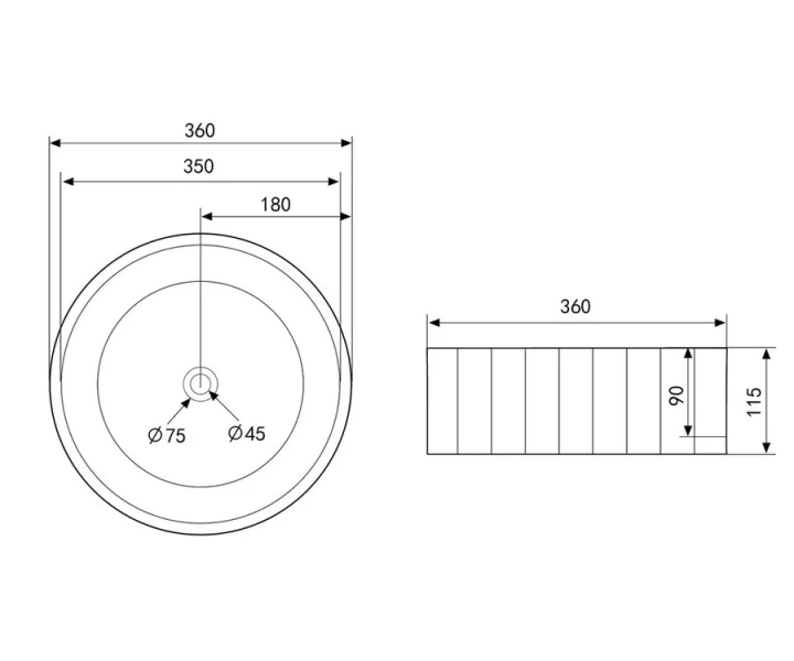 Раковина Abber Bequem 36 см белая AC2111